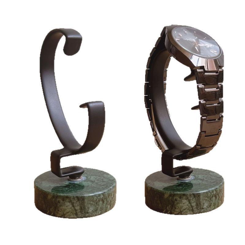 Jewelry And Watches Inc - 時計ディスプレイスタンド 大理石ベース 金属製C型ホルダー 滑り止め ジュエリー腕時計ラック 時計コレクション収納展示