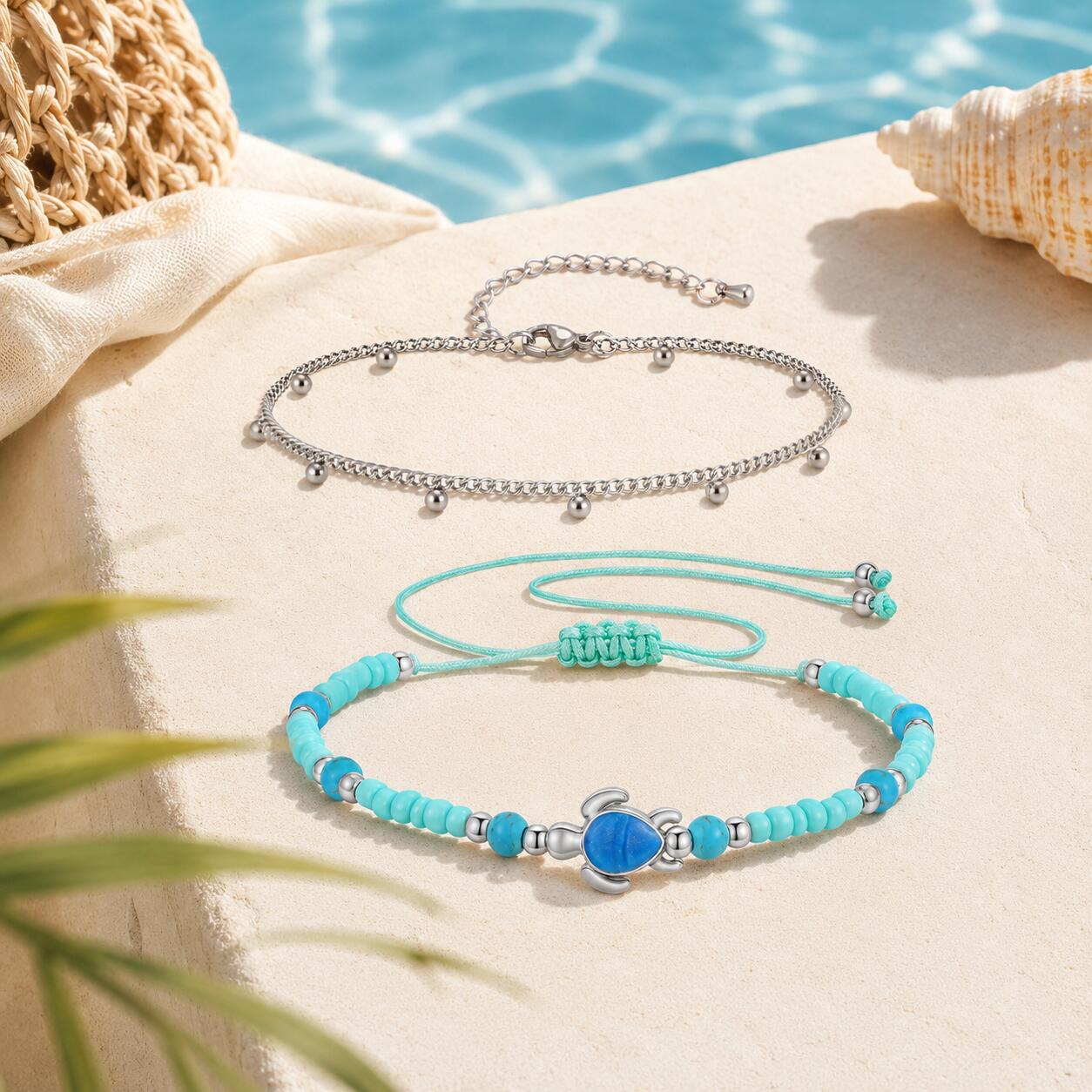 アンクレットセット ステンレス製 レイヤードサテライトチェー - Jc Jewelry & Watches Photos のレビューと価格