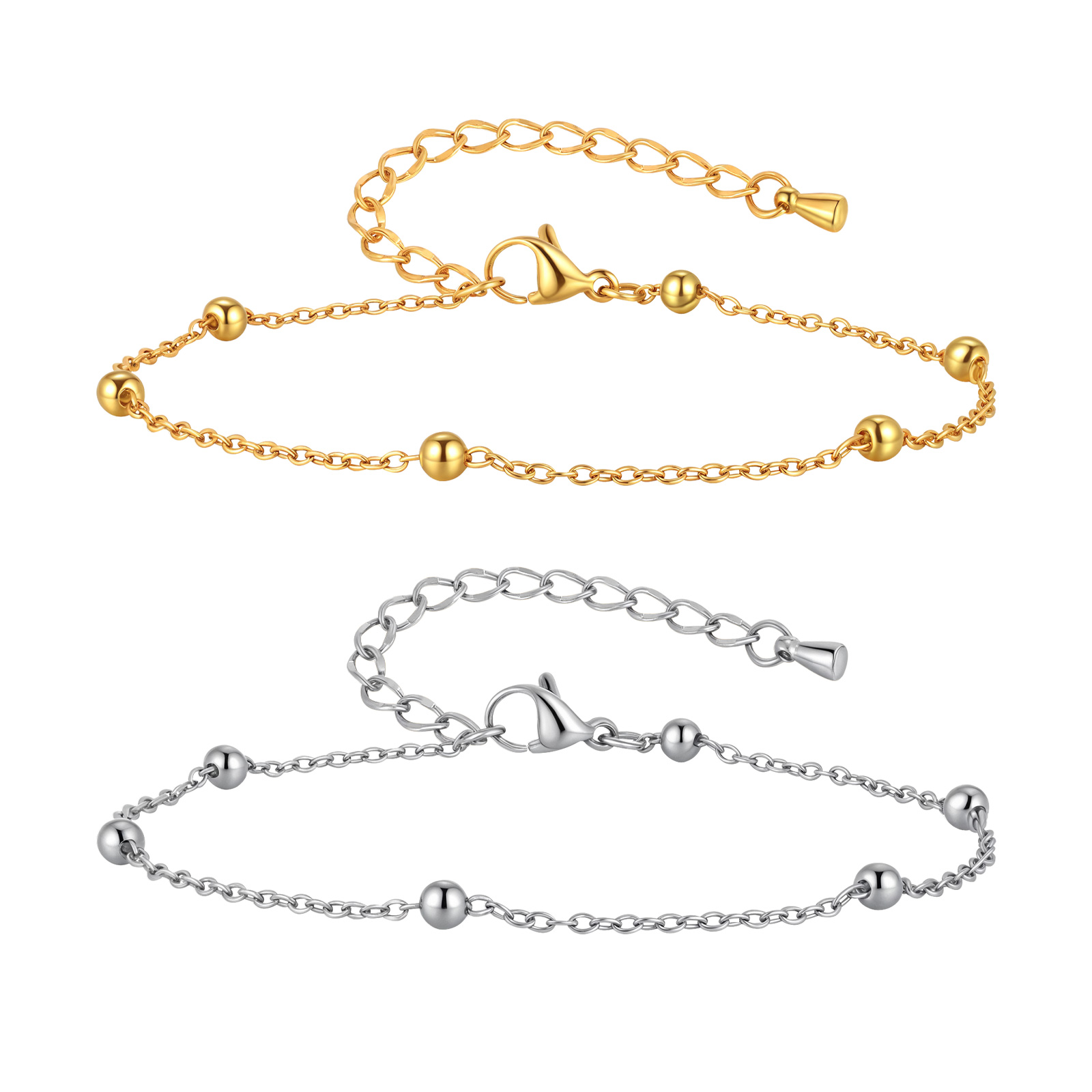 女性用ステンレススチールビーズチェーンアンクレット、夏休み防 - Jc Jewelry & Watches Photos のレビューと価格